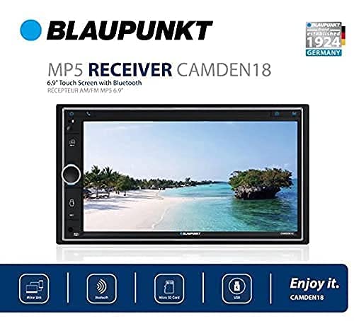 Blaupunkt CAMDEM18 Camden 18 6.9-in. Double-DIN Digital Media Receiver with Bluetooth and Mirror Link, Black Blaupunkt CAMDEM18 Camden 18 6.9-in. Double-DIN Digital Media Receiver with Bluetooth and Mirror Link, Black